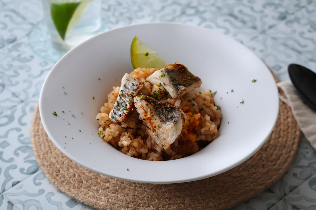 白身魚とニンニクのケイジャンライス