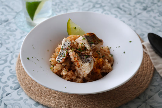 白身魚とニンニクのケイジャンライス